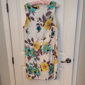 Alyx Floral Midi Dress in Yellow and Teal